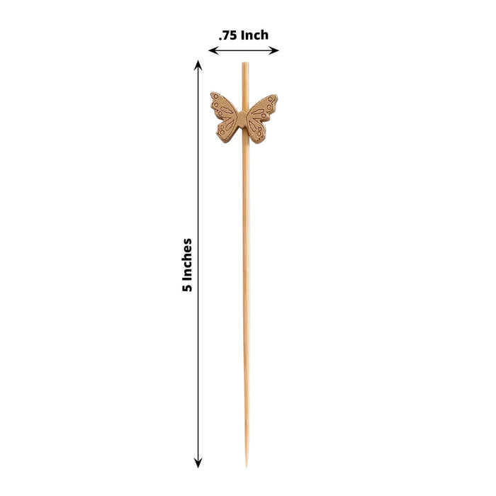 Wooden butterfly cake topper, 5 inches tall, .75 inch wide.