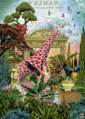 heye giraffolove jigsaw puzzle depicting collage of animals and nature with a classical building in the background