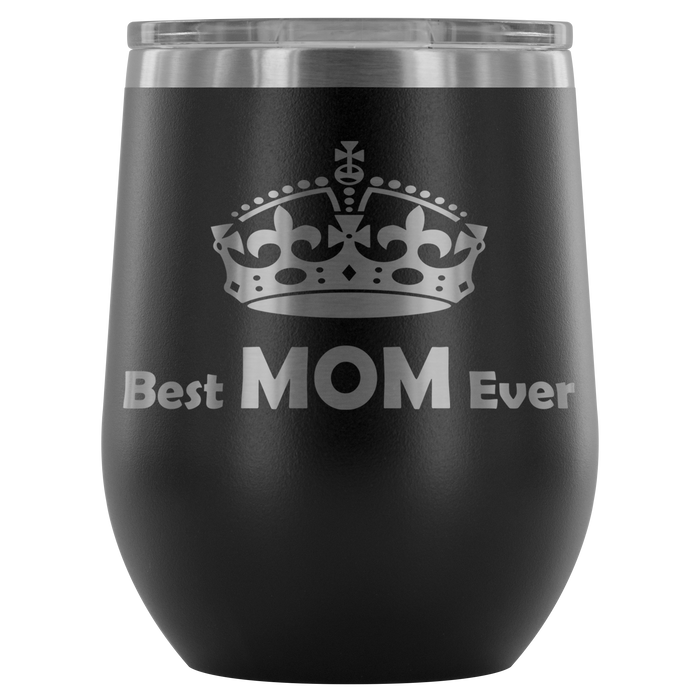 12-Ounce Stemless Wine Tumbler, MOM, Crown