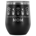 12-Ounce Stemless Wine Tumbler, MOM, Flower Pots