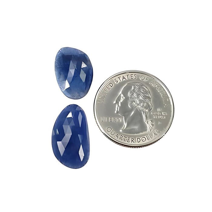 18.40cts Blue Sapphire Gemstone Rose Cut Flat Back Slices Natural Untreated Uneven Shape