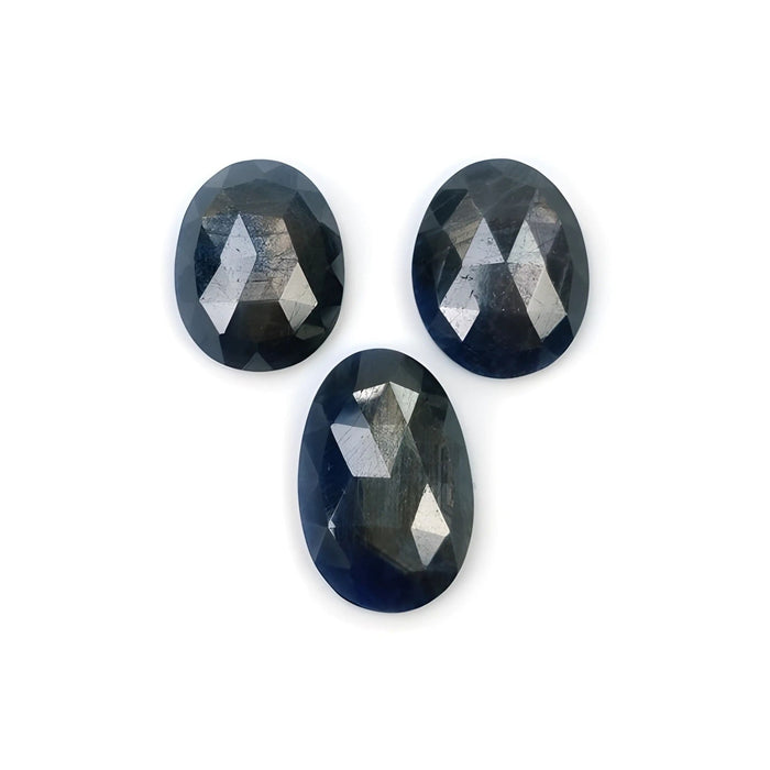 blue sapphire egg shape rose cut slices