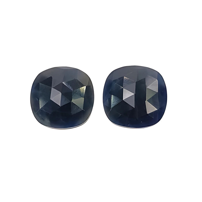 blue sapphire cushion rose cut slices
