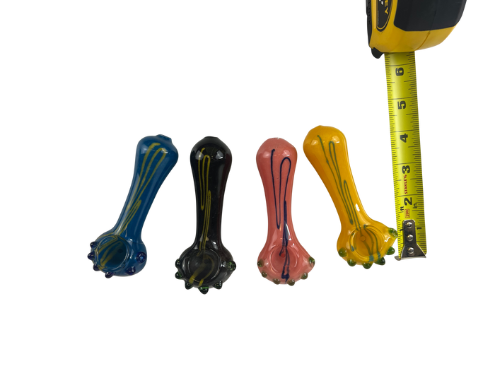 4 1/2 Inch 1 Color w/ Stripes Hand Pipe (2ct)