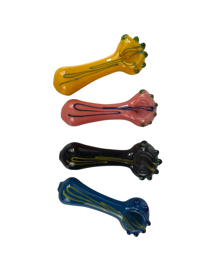 4 1/2 Inch 1 Color w/ Stripes Hand Pipe (2ct)