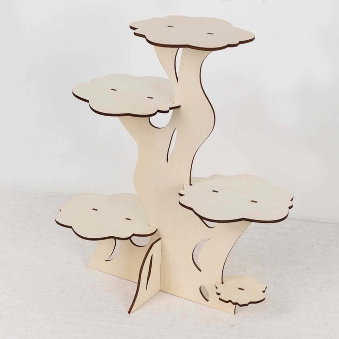 Wooden decorative plant stand with four tiered shelves