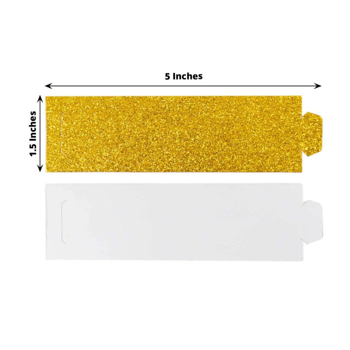 Gold glitter card stock with dimensions 5x1.5 inches.