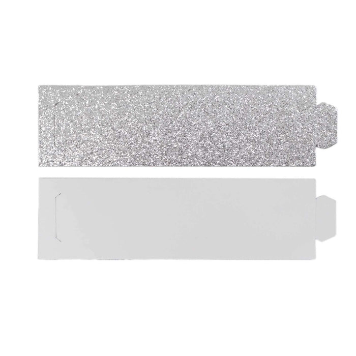 Silver glitter gift tag set on white background