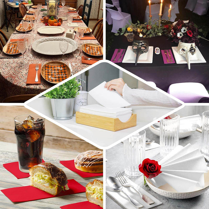 Assorted table settings and decor for various dining occasions.
