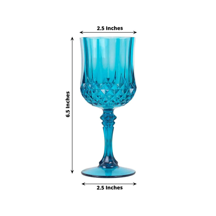 Blue crystal goblet, 2.5 inches wide and 6.5 inches tall, elegant design.