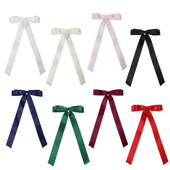 7/8" SATIN LAYERED TAIL BOW ON ALLIGATOR CLIP: Antique White