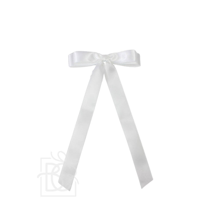 7/8" SATIN LAYERED TAIL BOW ON ALLIGATOR CLIP: Antique White