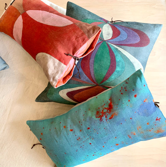 Printed Linen Pillow Transparencies Rouge 12x22