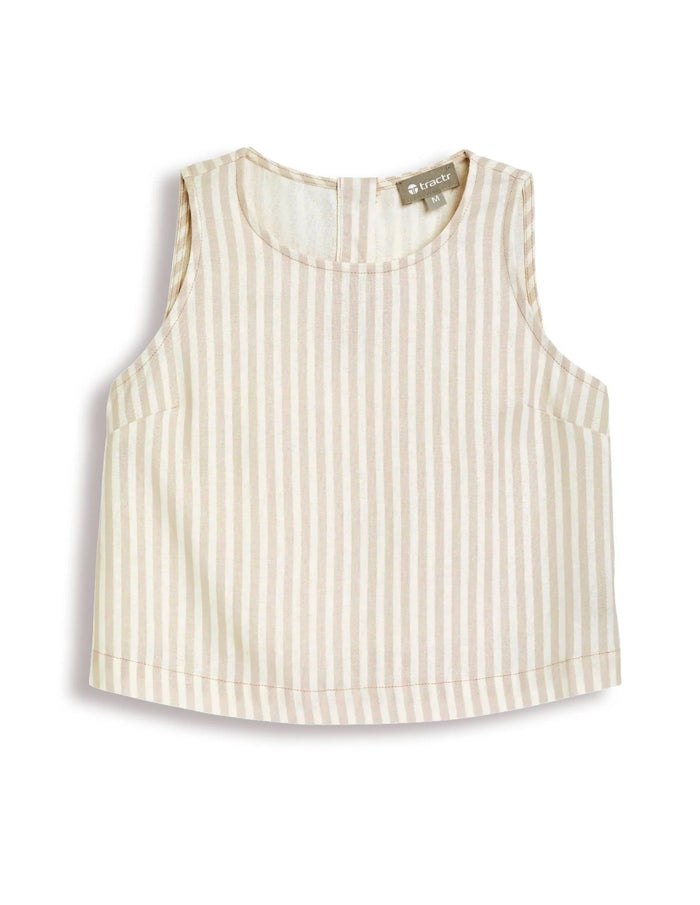 A-Line Sleeveless Top | Tan Stripe