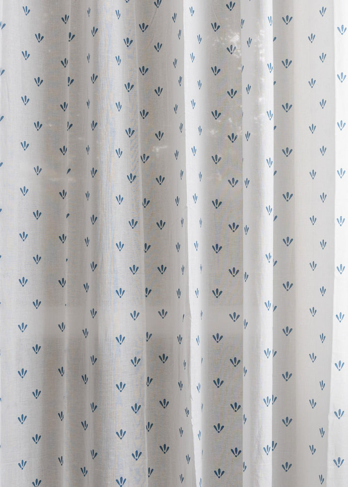 Aniseed printed sheer Fabric - Indigo