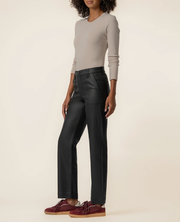 Avery Coated High Rise Straight Leg Pants