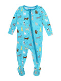 Baby Boys Bamboo Viscose Puppy Playtime Footed Pajama: Blue