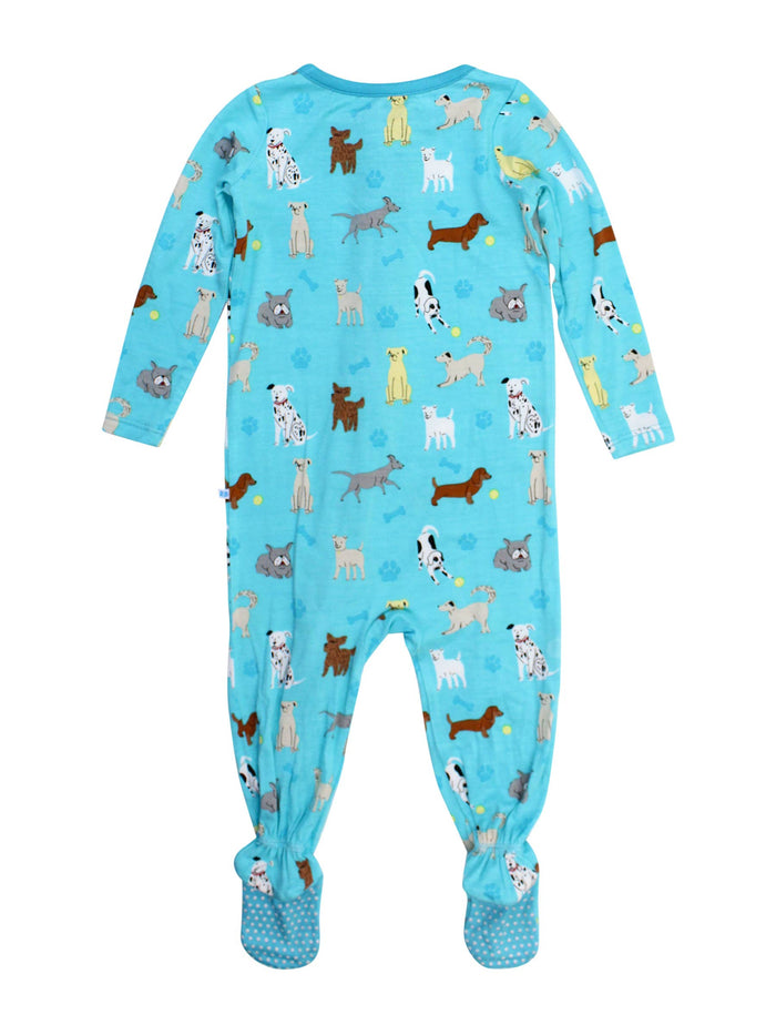 Baby Boys Bamboo Viscose Puppy Playtime Footed Pajama: Blue