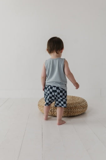 Baby Sprouts Boy's Everyday Shorts | Checker In Navy Stardew