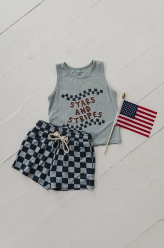 Baby Sprouts Boy's Everyday Shorts | Checker In Navy Stardew