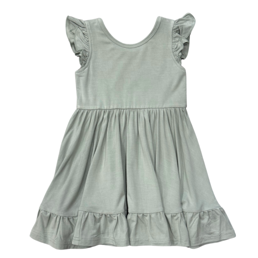 Babysprouts Clothing Company Girl's Sleeveless Twirl Dress | Aqua Grey