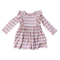 Babysprouts Long Sleeve Ruffle Dress | Misty Rose Stripe