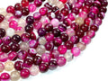 Banded Agate Beads, Fuchsia Agate, 8mm Round Beads-BeadBasic