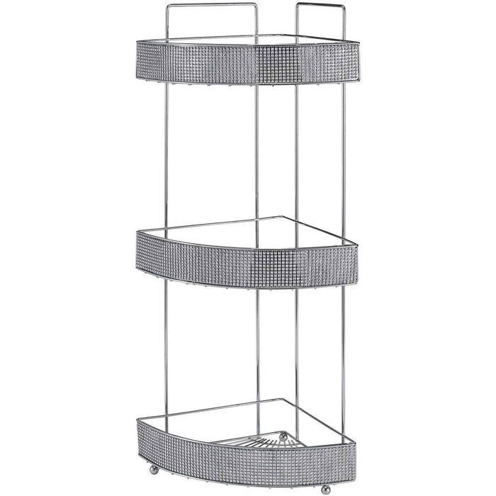 Bath Bliss 3 Tier Corner Bath Shelf in Pave Diamond Design