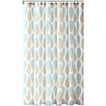 Bath Bliss Beige & Blue Leaf Design Vinyl Shower Curtain