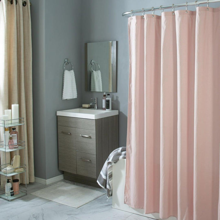 Bath Bliss Microfiber Soft Touch Dash Design Shower Curtain Liner in Blush