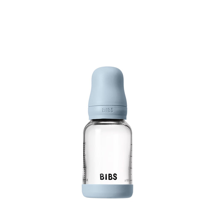BIBS Baby Glass Bottle Complete Set 110ml (4 oz) | Natural Rubber Latex Nipple