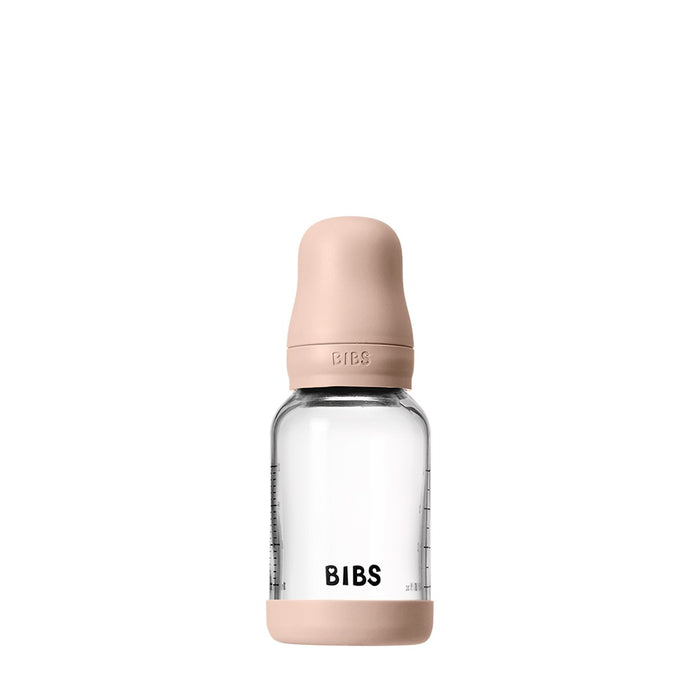 BIBS Baby Glass Bottle Complete Set 110ml (4 oz) | Natural Rubber Latex Nipple