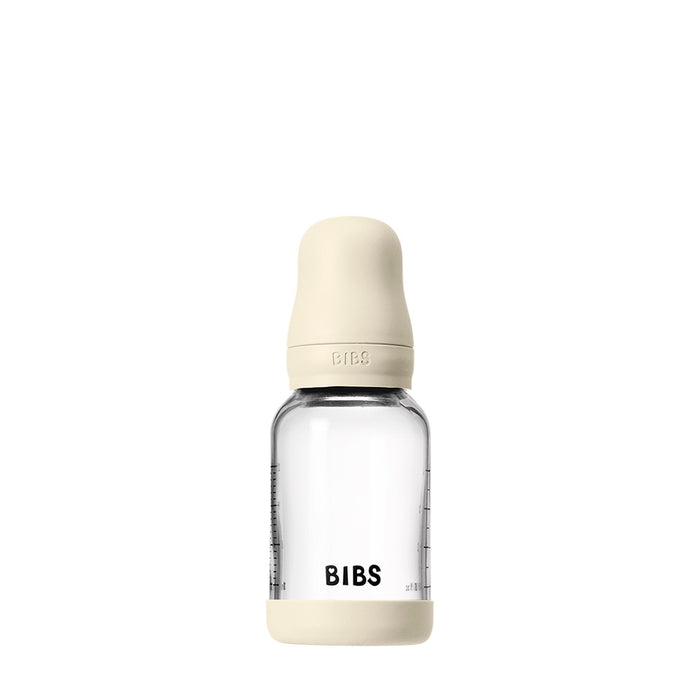 BIBS Baby Glass Bottle Complete Set 110ml (4 oz) | Natural Rubber Latex Nipple