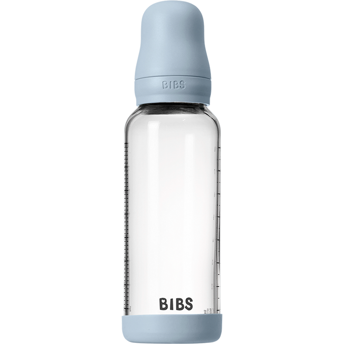 BIBS Baby Glass Bottle Complete Set 225ml (8 oz) | Natural Rubber Latex Nipple