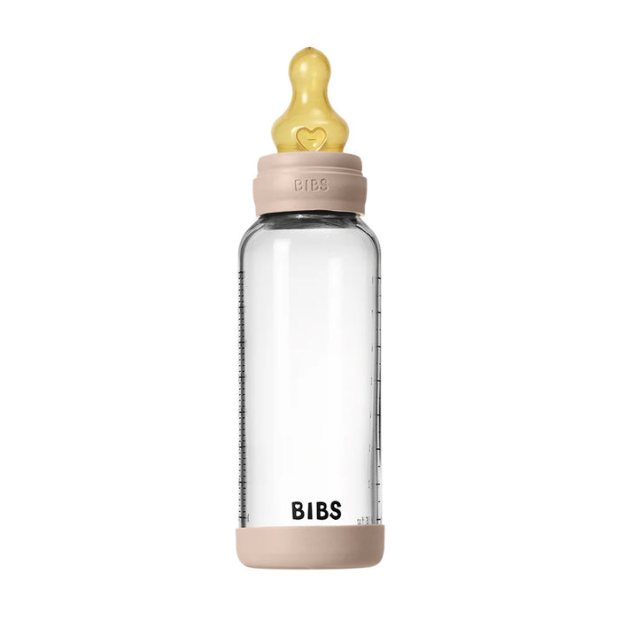 BIBS Baby Glass Bottle Complete Set 225ml (8 oz) | Natural Rubber Latex Nipple