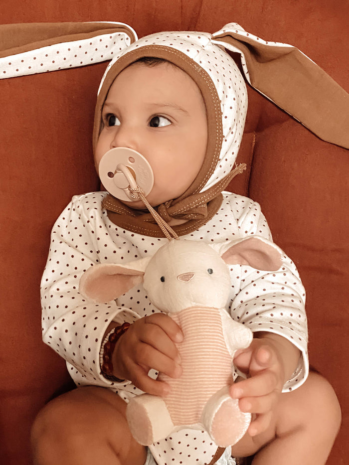 Bitzy Pal Natural Rubber Pacifier & Stuffed Animal: Cow