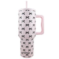 Black & Pink Mini Coquette Bows 38 Oz Tumbler w Handle