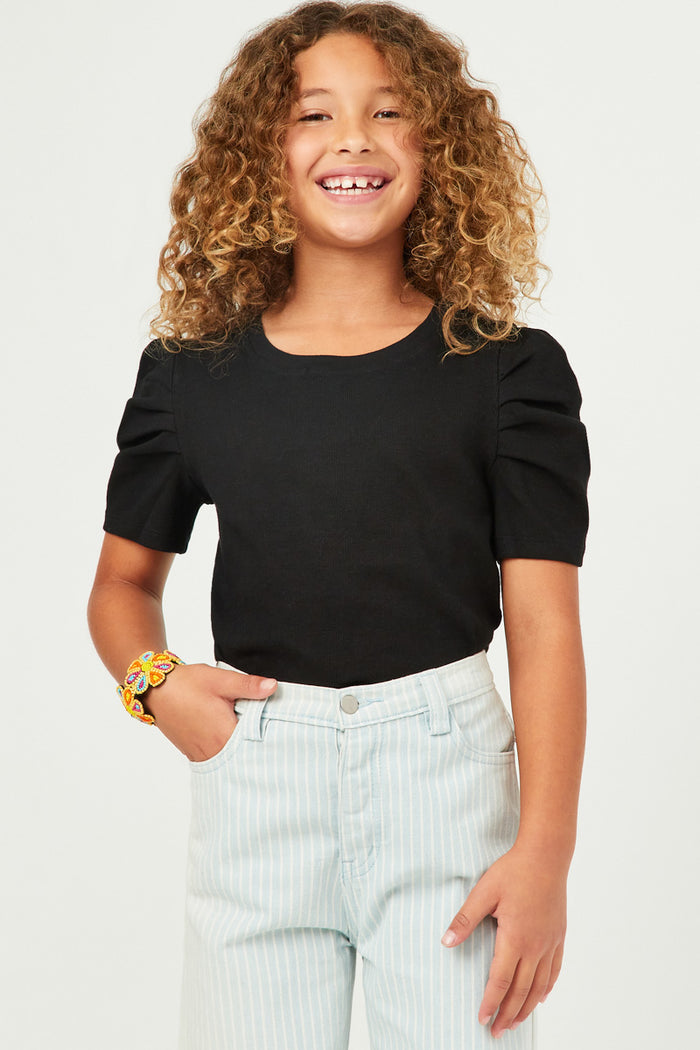 Black Ruffle Sleeve Shirt