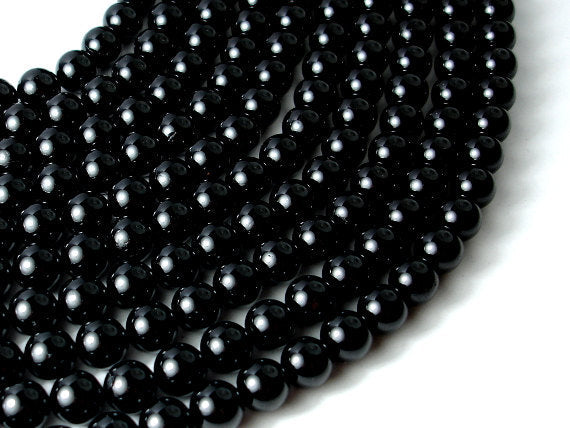 Black Tourmaline Beads, 8mm (8.5mm) Round Beads