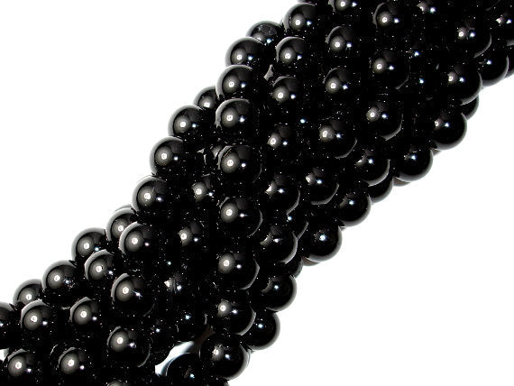 Black Tourmaline Beads, 8mm (8.5mm) Round Beads