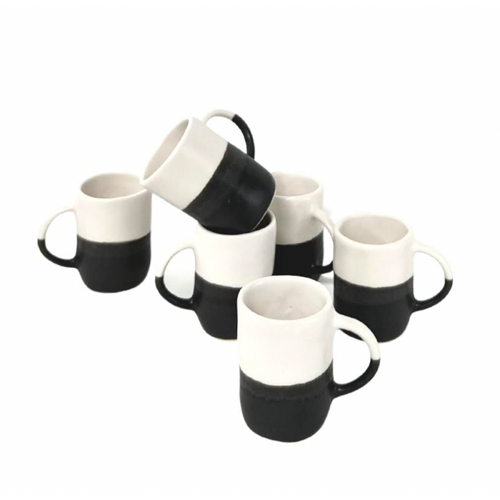 Black & White Mugs, Set of 6