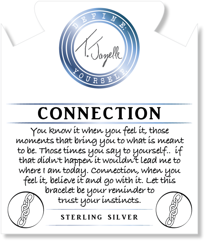 Blue Calcite Stone Bracelet with Connection Sterling Silver Charm