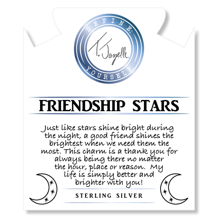 Blue Calcite Stone Bracelet with Friendship Stars Sterling Silver Charm