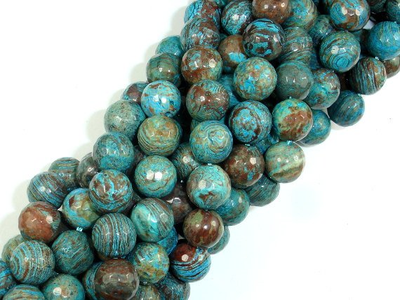 Blue Calsilica Jasper Beads, 10mm Faceted Round Beads-BeadBasic