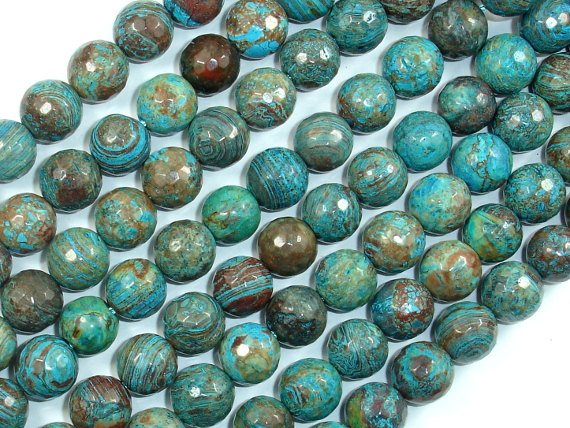 Blue Calsilica Jasper Beads, 10mm Faceted Round Beads-BeadBasic