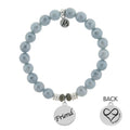 Blue Quartzite Gemstone Bracelet with Friend Sterling Silver Charm T. Jazelle