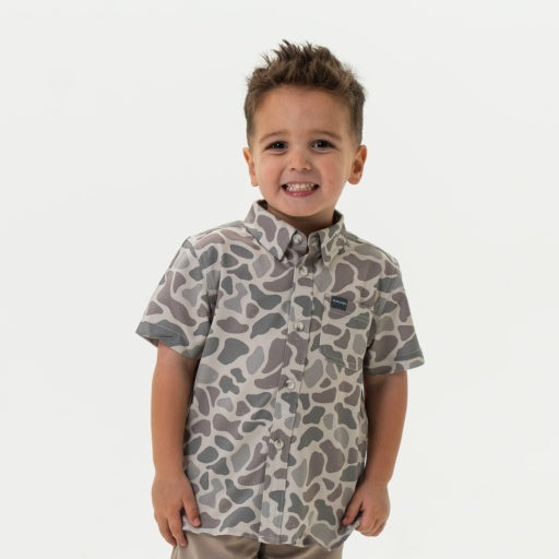 Burlebo Youth Performance Button Up | Classic Deer Camo