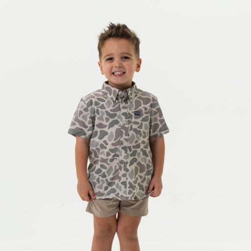 Burlebo Youth Performance Button Up | Classic Deer Camo