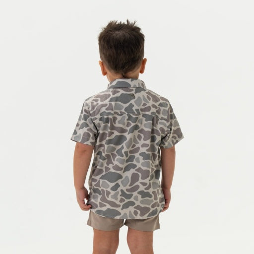 Burlebo Youth Performance Button Up | Classic Deer Camo