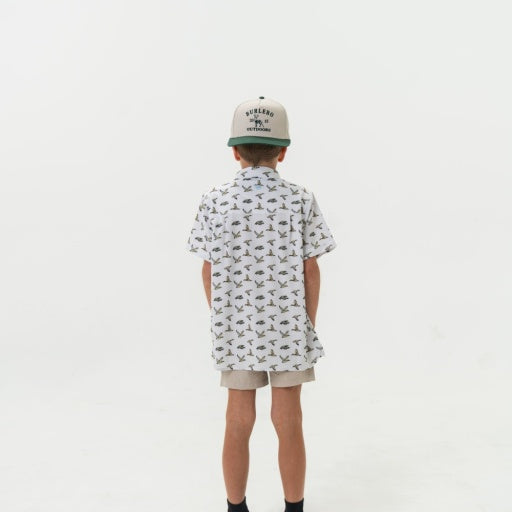 Burlebo Youth Performance Button Up | Flying Mallard Ducks